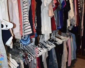 Clothes size small,
 Women’s shoe size 7 1/2 & 8 1/2
Men’s size Lg & Med shoe size 10