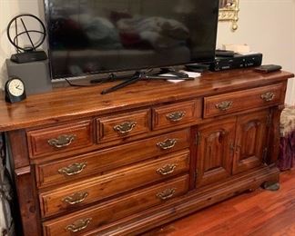 Chunky 1970’s Dresser, 50” Flat Screen Television