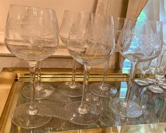 Etched Glass Wine Goblets