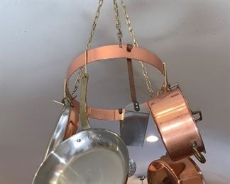 Copper Pot Hanger with Copper Pots