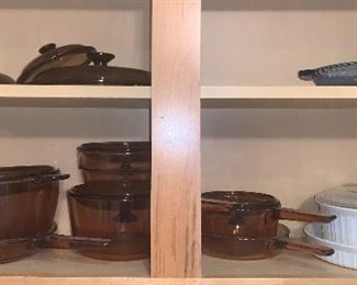 Visionware Pots and Pans, French White Corning Ware