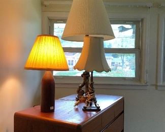 Mid century lamps and dresser 