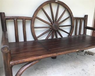 Hand crafted Wagon Wheel Benches