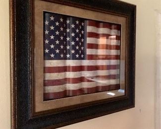 Framed metal U.S flag
