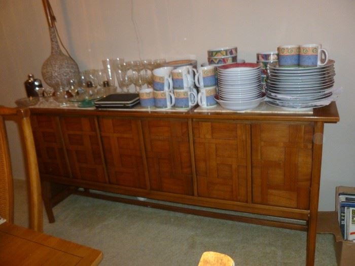 Awesome Mid-Century Buffet by Huntley w/Travertine Top