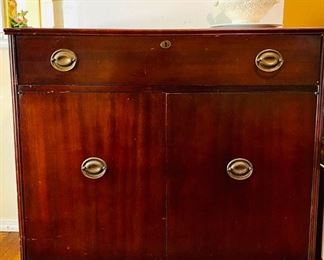 Antique Cedar Lined Buffet, and Lots of Vintage Table Linens