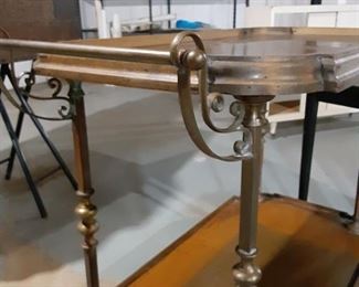Brass Rolling Cart and Side Tables