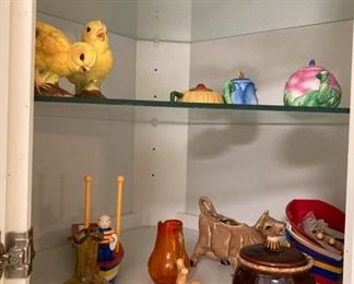 Chicken Salt n Pepper Shakers, Teapots, Adorable Ship Childrens Serving Ware