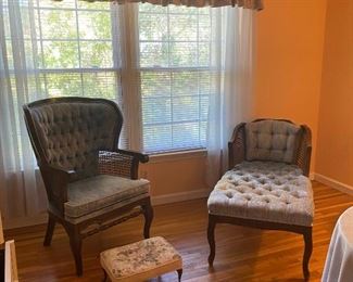 Wingback Chair Chaise Lounge with Complementing Foot Stool All Matching