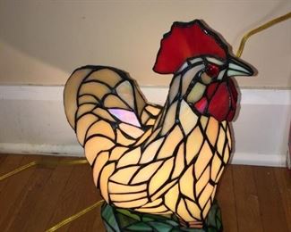 stained glass hen lamp