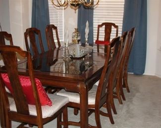 dining table with eight chairs