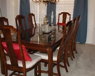 dining table with eight chairs
