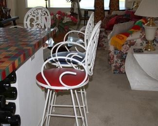 (5) MCM Shaver Howard "Arthur Umanoff" Gin Rum Wrought Iron barstools