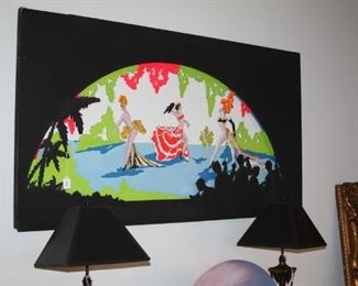 fluorescent Caribbean wood cut art