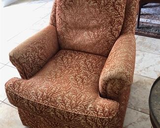 PAIR OF CHAIRS WITH CORAL UPHOLSWTERY