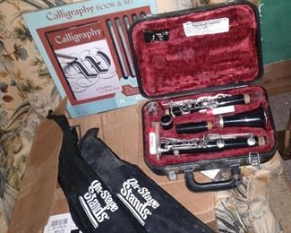 Stident clarinet and music stands