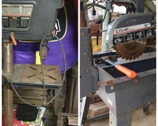 Drill press and radial arm saw