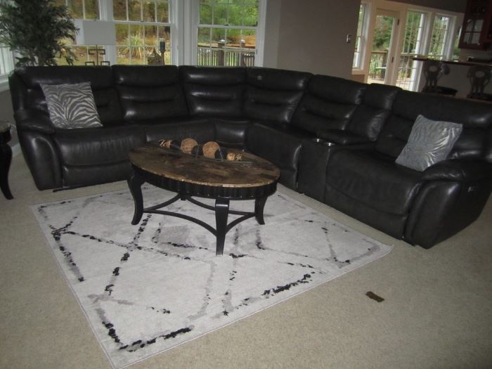 GRAY SECTIONAL WITH END RECLINERS