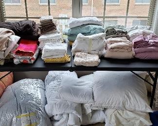 Bed linens including spread & shams, pillows, sheets etc.