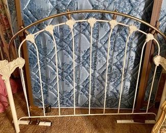 Vintage cast iron headboard and with brass accents, mattress set and frame  is included  Price $235.00