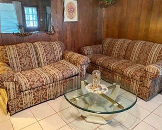 Rowe Furniture couch and loveseat, perfect condition super comfortable, will have a whole new look away form the paneled wood, couch $325.00, love seat $225.00 discount for both, see next photo  