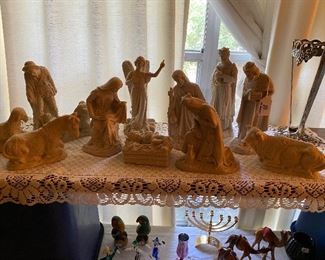 Large nativity set, 12 pieces, made in Mexico circa 1980, beautifully detailed  $80.00 