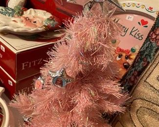 Vintage 1980 Barbie tree with ornaments $20.00