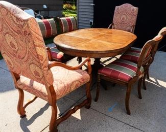 7 piece Upholstered Chestnut Dining room table set