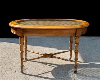  Vintage glass top rolling coffee table