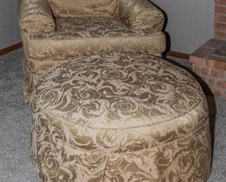 Upholstered Arm Chair and Ottoman