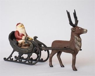 Cast Iron Santa and Reigndeer