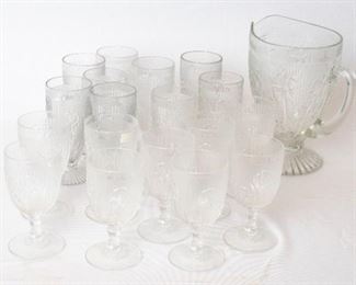  Jeannette Iris Footed Tumblers and Pitcher