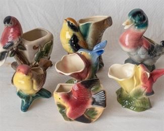 7 vintage Ceramic Bird Vases