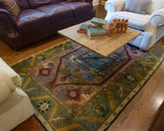 Wool Pottery Barn Rug in wonderful colors. 61" x 93"
