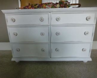 6 Drawer Whitewashed Dresser (45"wide x18"deep x 29" tall)