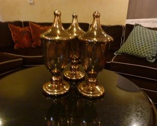 Gold glass large finials with gold wash