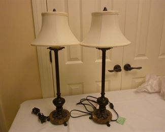 Pair of lamps with marble bases