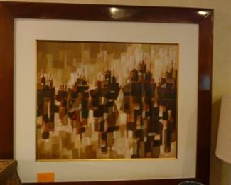 Beautifully framed original contemporary art (Ships).