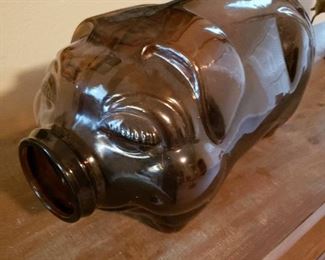 Vintage Libbey Glass Piggy Bank- Huge