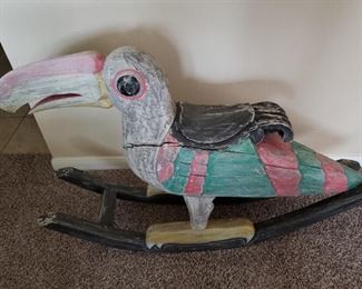 RARE Antique Rocking Horse- Parrot. May have been part of a old carousel
