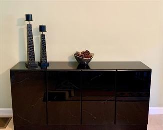 Item 5:  Millenium marbleized black lacquer sideboard - 63"l x 16.5"w x 30"h:  $300