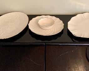 Item 18:  (5) Assorted pieces of Lenox:     $24 each                                                Largest platter - 17.25" x 12" UPDATE - plate on far left with handles and the rectangle plate on the far right are SOLD! 