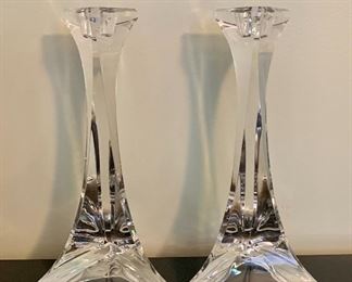 Item 24:  (2) Unmarked Crystal Candlesticks - 8.75":  $18