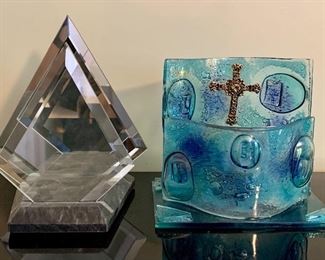 Item 32:  Partylite (has a teeny tiny chip) & a handmade religious item with holy water:  $14