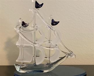 Item 28:  Glass ship - 3.75":  $12
