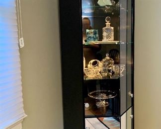 Item 3:  (2) Millenium black lacquer display cabinets with lights - 13"l (each side) x 18.25"w x 75.5"h:  $350/Each