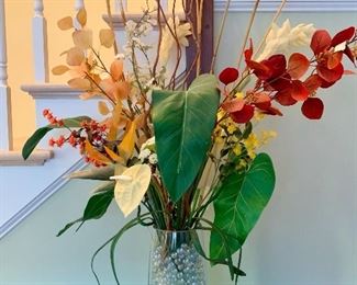 Item 44:  Decorative vase filled with marbles & faux flowers - 12.5":  $38