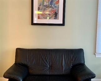 Item 41:  Natuzzi leather loveseat (Made in Italy) - 64"l x 21"w x 34"h: $450