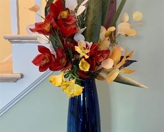 Item 34:  Blue vase with faux flowers - 19":  $38