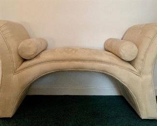 Item 54:  Designer Suede Bench with Matching Bolster Pillows - 49"l x 18"w x 26.5"h:  $425
